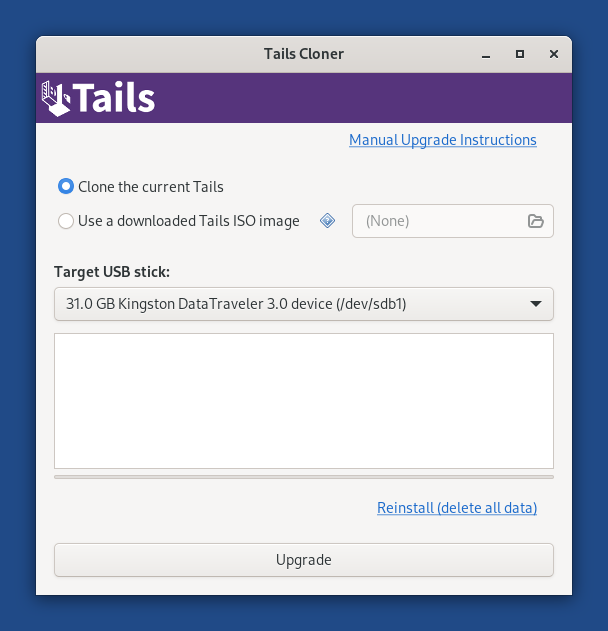 Tails Cloner : 'Cloner le Tails utilisé actuellement'